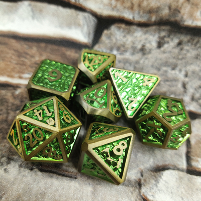 Polyhedron Dice Card Affirm card Sculpté à la main en métal Placage pratique Sharp 7 pièces