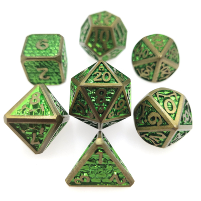Polyhedron Dice Card Affirm card Sculpté à la main en métal Placage pratique Sharp 7 pièces