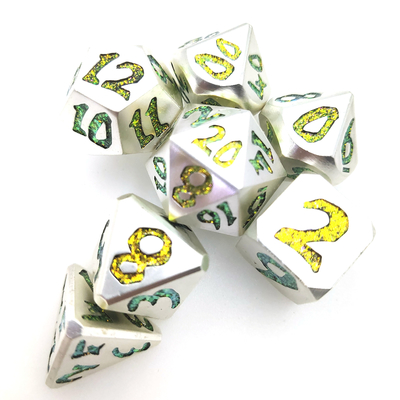 Jeu de dés RPG RPG de surface plaqué or à la main 7 pièces polyédriques
