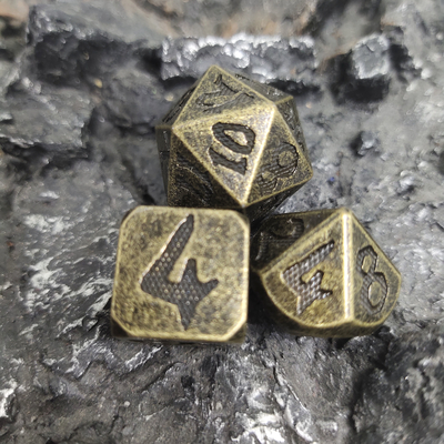 Poker Table Metal Unique Polyhedral Dice Hand Crafted Polyhedral Aurichalceous non toxique