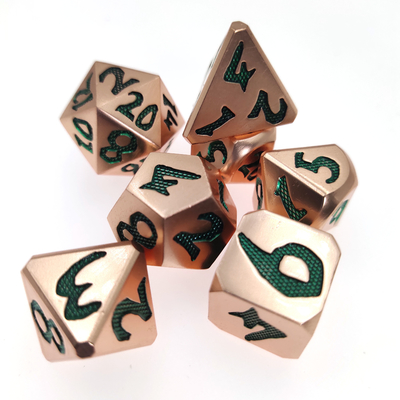 Variété de couleurs jeu de dés polyédrique tranchant métal vert métal non toxique pour jeu Rpg