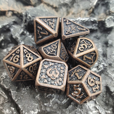 Mini jeu de dés Rpg en métal polyédrique en résine non toxique pour Collection Cuprum noir et argent