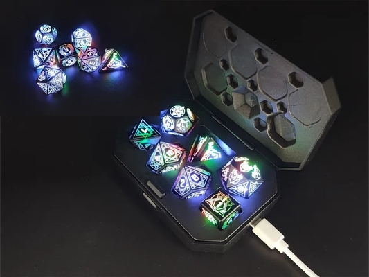 Allumez les dés DND Rechargeable avec boîte de recharge 7 PCS LED Dés électroniques pour table