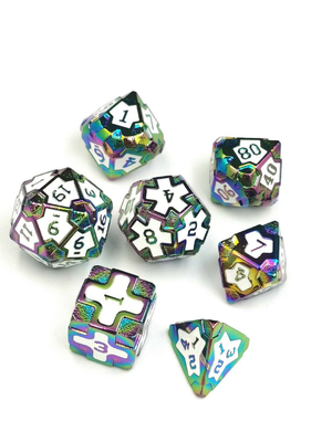 7 pièces de jeu de dés polyédrique baroque