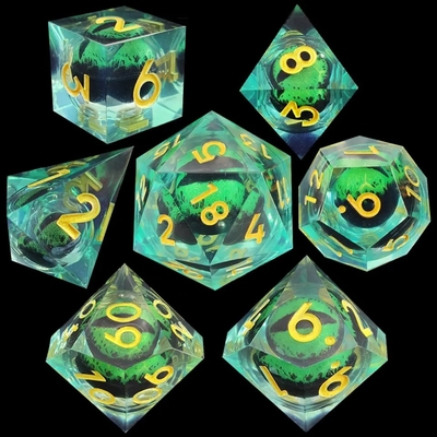 La résine de sable boueux à base de dés en résine faite à la main, un ensemble poli de 7 accessoires de jeu de rôle.