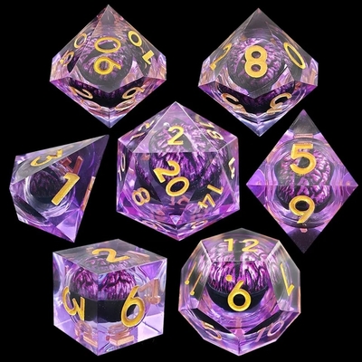 La résine de sable boueux à base de dés en résine faite à la main, un ensemble poli de 7 accessoires de jeu de rôle.