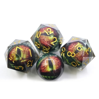 La résine de sable boueux à base de dés en résine faite à la main, un ensemble poli de 7 accessoires de jeu de rôle.