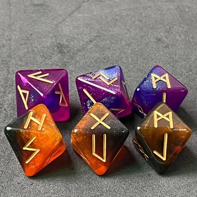 D8 Runes vikings dés polyédriques de labradorite ancien Futhark / divination dés pour le regard de cristal