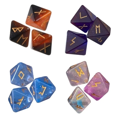 D8 Runes vikings dés polyédriques de labradorite ancien Futhark / divination dés pour le regard de cristal