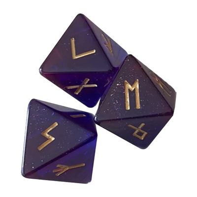 D8 Runes vikings dés polyédriques de labradorite ancien Futhark / divination dés pour le regard de cristal