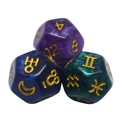 3 pièces/ ensemble de résine dés polyédriques multicolores 16 mm signe du destin