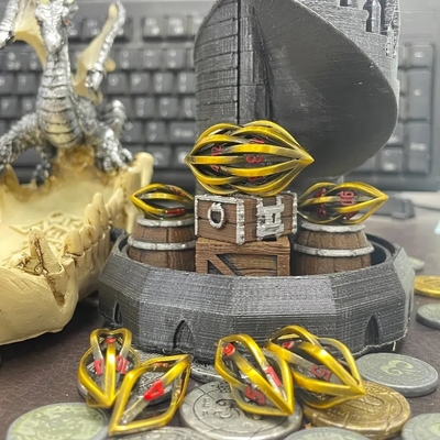 Impression 3D Cthulhu dés métalliques creux 7 pièces ensemble Dragon et Donjon DND RPG