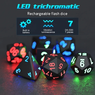 Tableau DND dés polyédrique Jeu pour adultes Trick magique Pixels électroniques Gloire LED dés