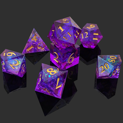 Des dés de résine violette 7 PCS DND Dragon et Donjon Polyédron