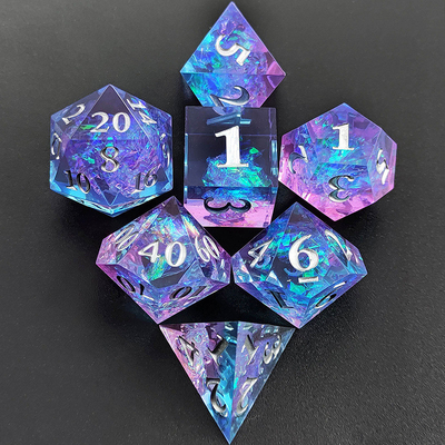 Des dés de résine violette 7 PCS DND Dragon et Donjon Polyédron