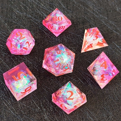 Des dés de résine violette 7 PCS DND Dragon et Donjon Polyédron