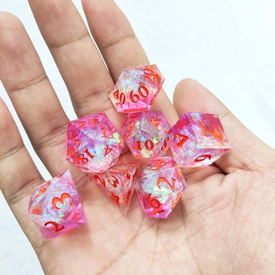 Des dés de résine violette 7 PCS DND Dragon et Donjon Polyédron
