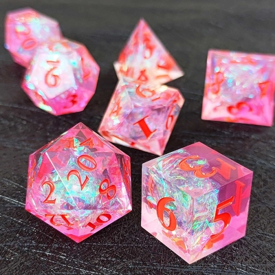 Des dés de résine violette 7 PCS DND Dragon et Donjon Polyédron