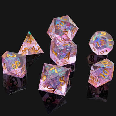Des dés de résine violette 7 PCS DND Dragon et Donjon Polyédron