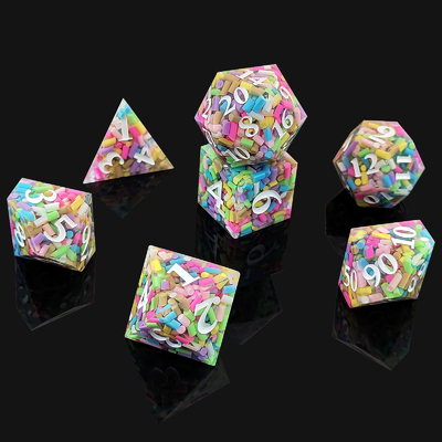 Rainbow Grain Resin Dice DND Jeu de société COC Groupe de course TRPG Polyèdre D20