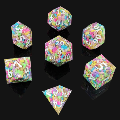 Rainbow Grain Resin Dice DND Jeu de société COC Groupe de course TRPG Polyèdre D20