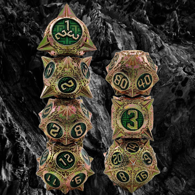 TRPG 16 mm Polyfront DND Dose métallique multicolore Marteau météorite personnalisé