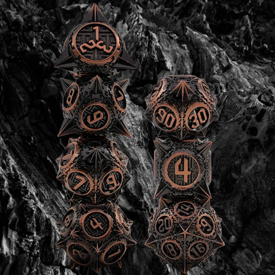 Retro météore de cuivre marteau dés métalliques dragon et donjon DND RPG D20