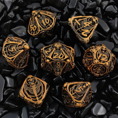 Crâne métal jeu de dés creux DND Donjons et Dragons RPG polyèdre creux numérique