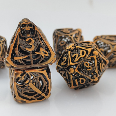 Crâne métal jeu de dés creux DND Donjons et Dragons RPG polyèdre creux numérique