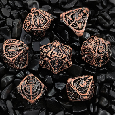 Crâne métal jeu de dés creux DND Donjons et Dragons RPG polyèdre creux numérique