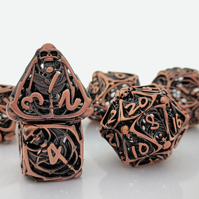 Crâne métal jeu de dés creux DND Donjons et Dragons RPG polyèdre creux numérique