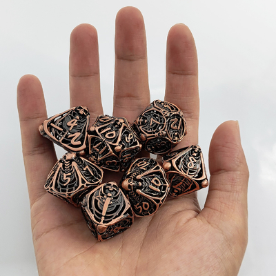 Crâne métal jeu de dés creux DND Donjons et Dragons RPG polyèdre creux numérique