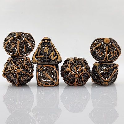 Crâne métal jeu de dés creux DND Donjons et Dragons RPG polyèdre creux numérique