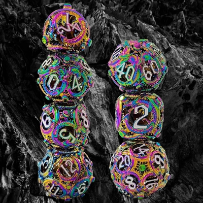 Longkong Circle Metal Dice Set DND Dungeon et jeu d'échecs RPG multi-noodle