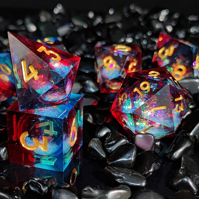 Le jeu de dés en résine multicolore Flow Sand