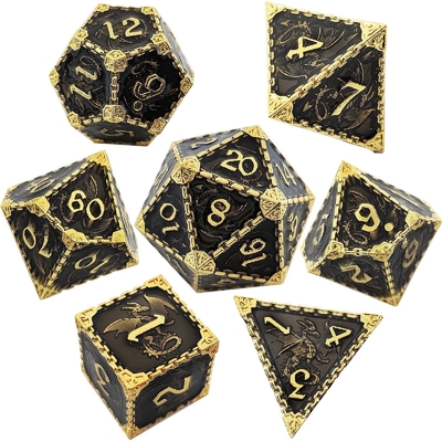 RPG en métal à multiples facettes dés volant dragon solide dragon lisse DND