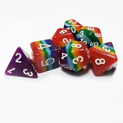 7 couches arc-en-ciel fait à la main en dés de résine Crusson And Dungeon DND#RPG