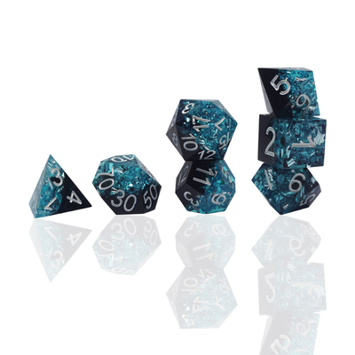 Matériau de résine bleu noir jeu de dés Dragon et donjon polyédrique
