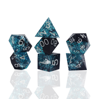 Matériau de résine bleu noir jeu de dés Dragon et donjon polyédrique