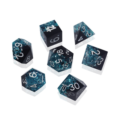 Matériau de résine bleu noir jeu de dés Dragon et donjon polyédrique
