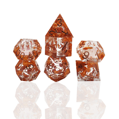 Yellow Flurry Line RPG Resin Dice Set Krusu DND Pour les cadeaux et les collections