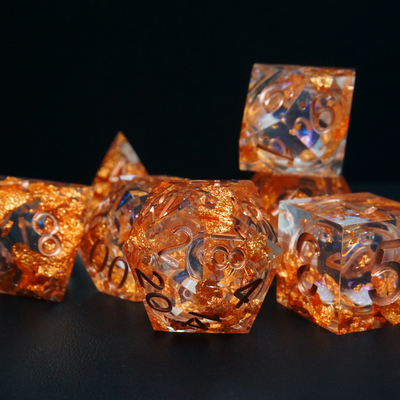 Yellow Flurry Line RPG Resin Dice Set Krusu DND Pour les cadeaux et les collections