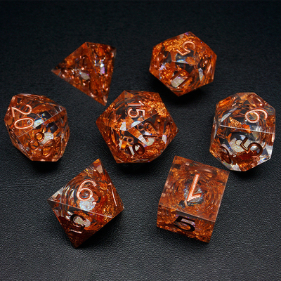 Yellow Flurry Line RPG Resin Dice Set Krusu DND Pour les cadeaux et les collections