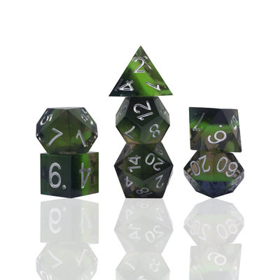 Résine verte jeu de dés numérique multi-facettes jeu de tablette dés#rpg#dnd#coc