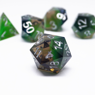 Résine verte jeu de dés numérique multi-facettes jeu de tablette dés#rpg#dnd#coc