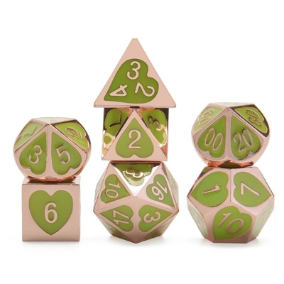 Green Peach Heart Metal Multi-Flag RPG jeu de dés