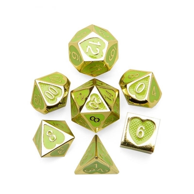 Green Peach Heart Metal Multi-Flag RPG jeu de dés