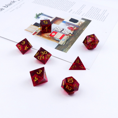 Jeux de dés de résine naturelle de grenade rouge jeu de dés de bureau domaine de magie préféré aventure dnd