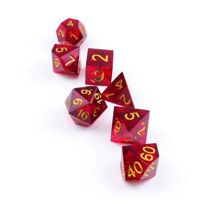 Jeux de dés de résine naturelle de grenade rouge jeu de dés de bureau domaine de magie préféré aventure dnd