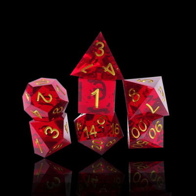 Jeux de dés de résine naturelle de grenade rouge jeu de dés de bureau domaine de magie préféré aventure dnd